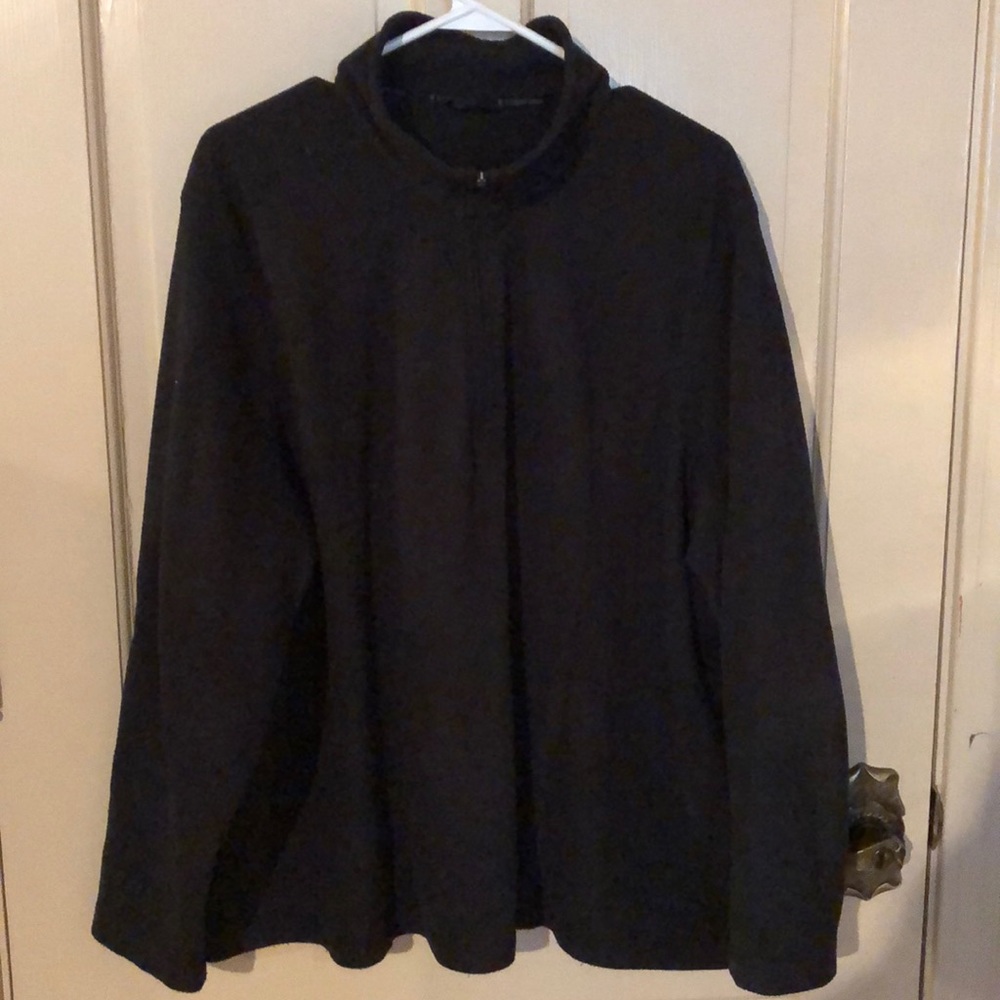 3X Lands End Black Fleece 1/4 Zip Pullover